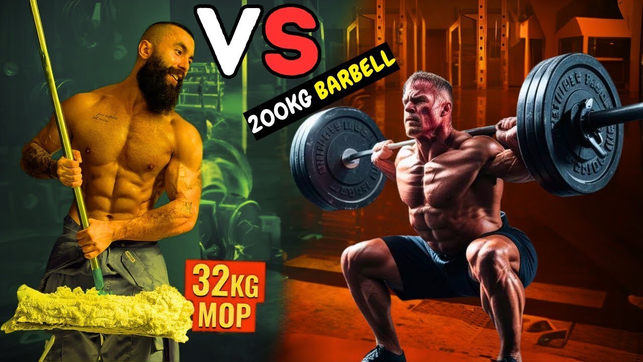 32KG Mop vs 200KG Barbell   Anatolys Record-Breaking Mop Lift!