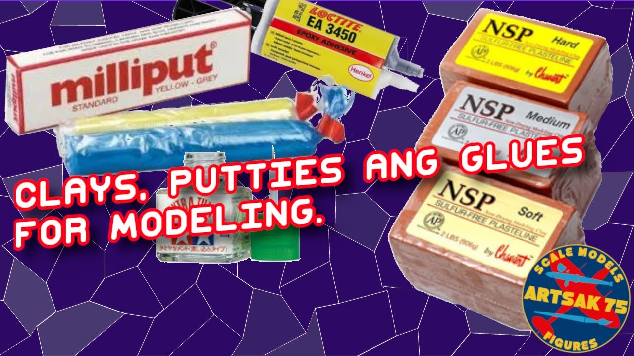 CLAYS, PUTTIES ANG GLUES FOR MODELING. / ARCILLAS, MASILLAS Y PEGAMENTOS PARA MODELISMO.