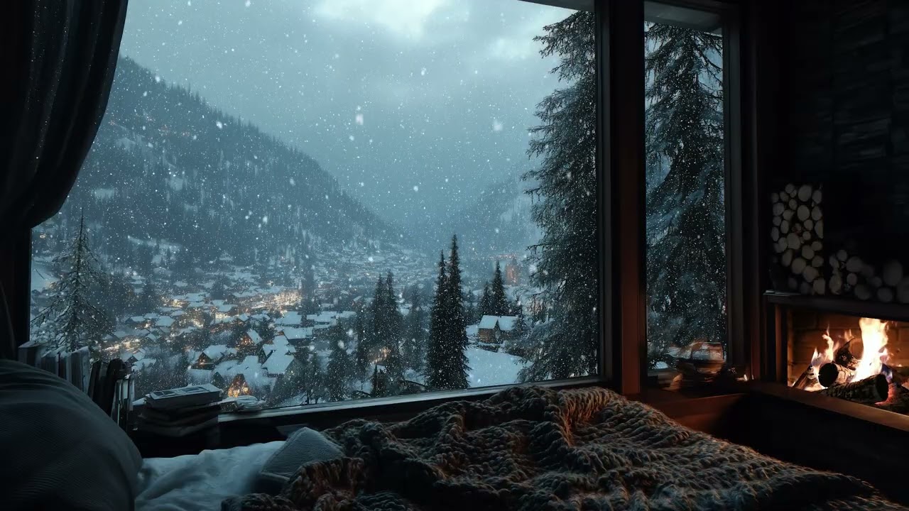 ❄️🌙 3 Hours Calm Snowy Night Ambience | Cozy Winter Sounds for Deep Sleep