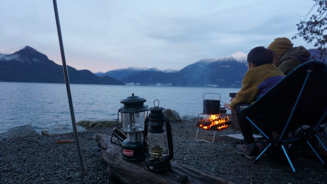 Winter Camping with 9 Year Old Son | Porteau Cove, Canada | ASMR | Campfire Cooking | カナダで9歳の息子とキャンプ