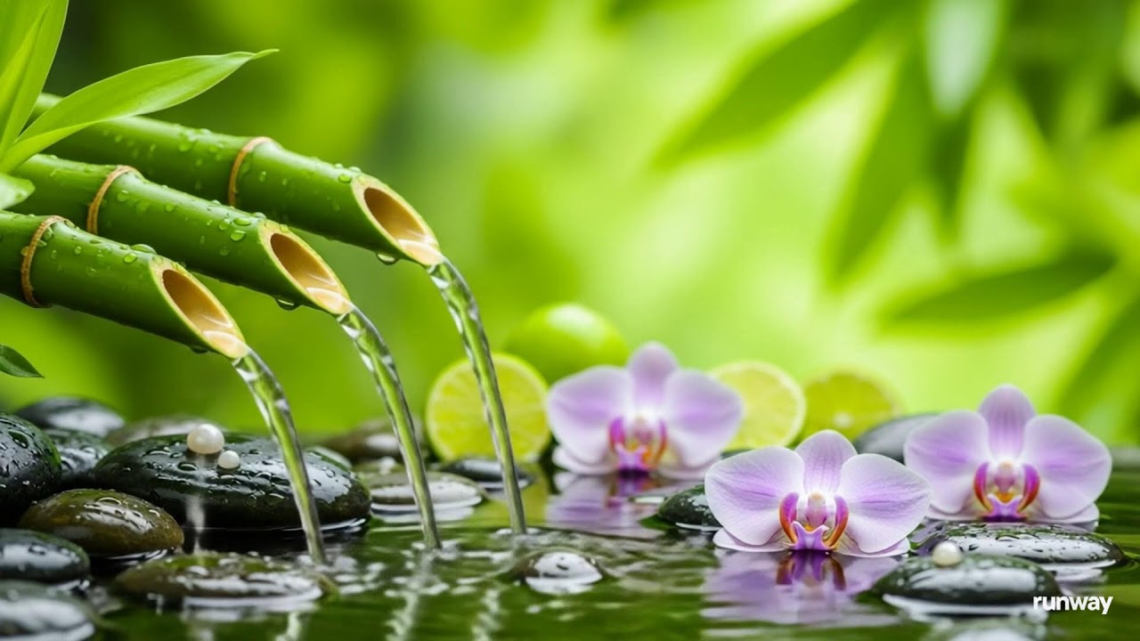 Bamboo Fountain and Healing Piano Sounds – Relax and Sleep Better with Gentle Flowing Melodies