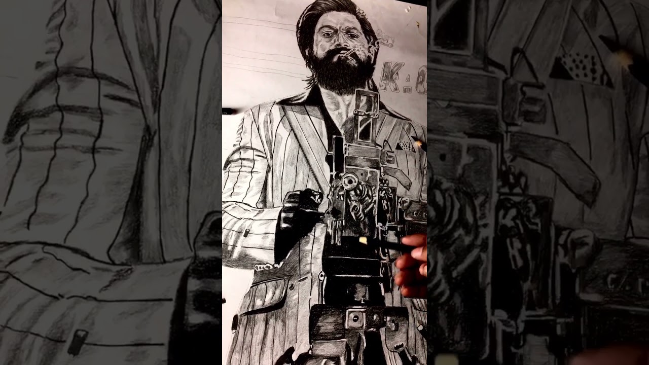 K.G.F Rocky drawing Yash realistic drawing￼ #shots #shorts