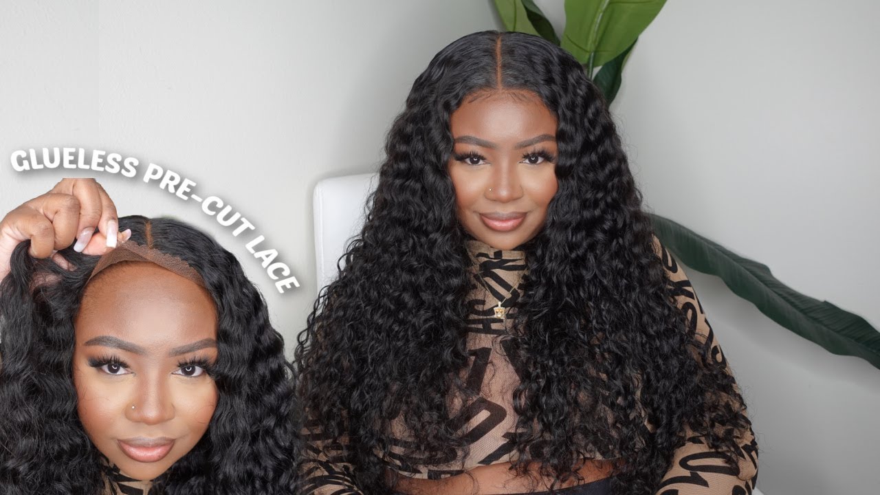 *NEW* 😍 DEEP WAVE GLUELESS PRE-CUT LACE WIG INSTALL 🔥 | RECOOL HAIR