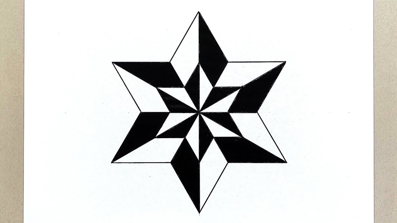 How to Draw Six Pointed Geometric Star Drawing || Hexagram || Sexagram || Six Point Star Pattern