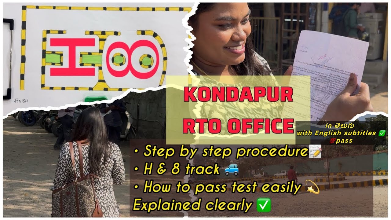 KONDAPUR RTO office CAR🚙-H&8 test Track | how to pass test easily 💯✅ | తెలుగులో with sub-titles👆