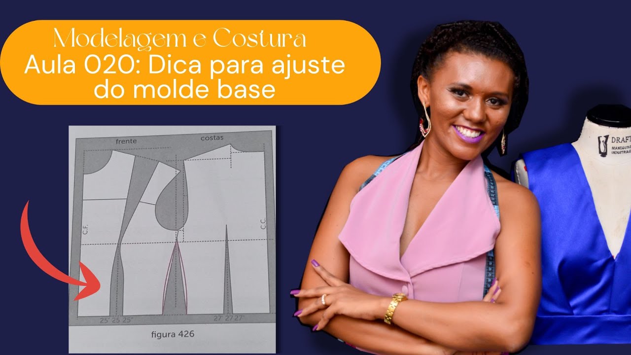 Aula 020: Dica para tornar a modelagem base mais ajustada ao corpo/ modelagem embasada/ molde base