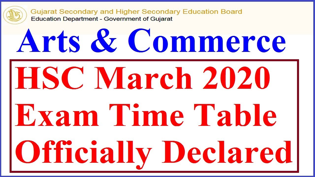 hsc exam time table 2020 gujarat board | March 2020 Board Exam Time Table std 12 | HSC GSEB 2020