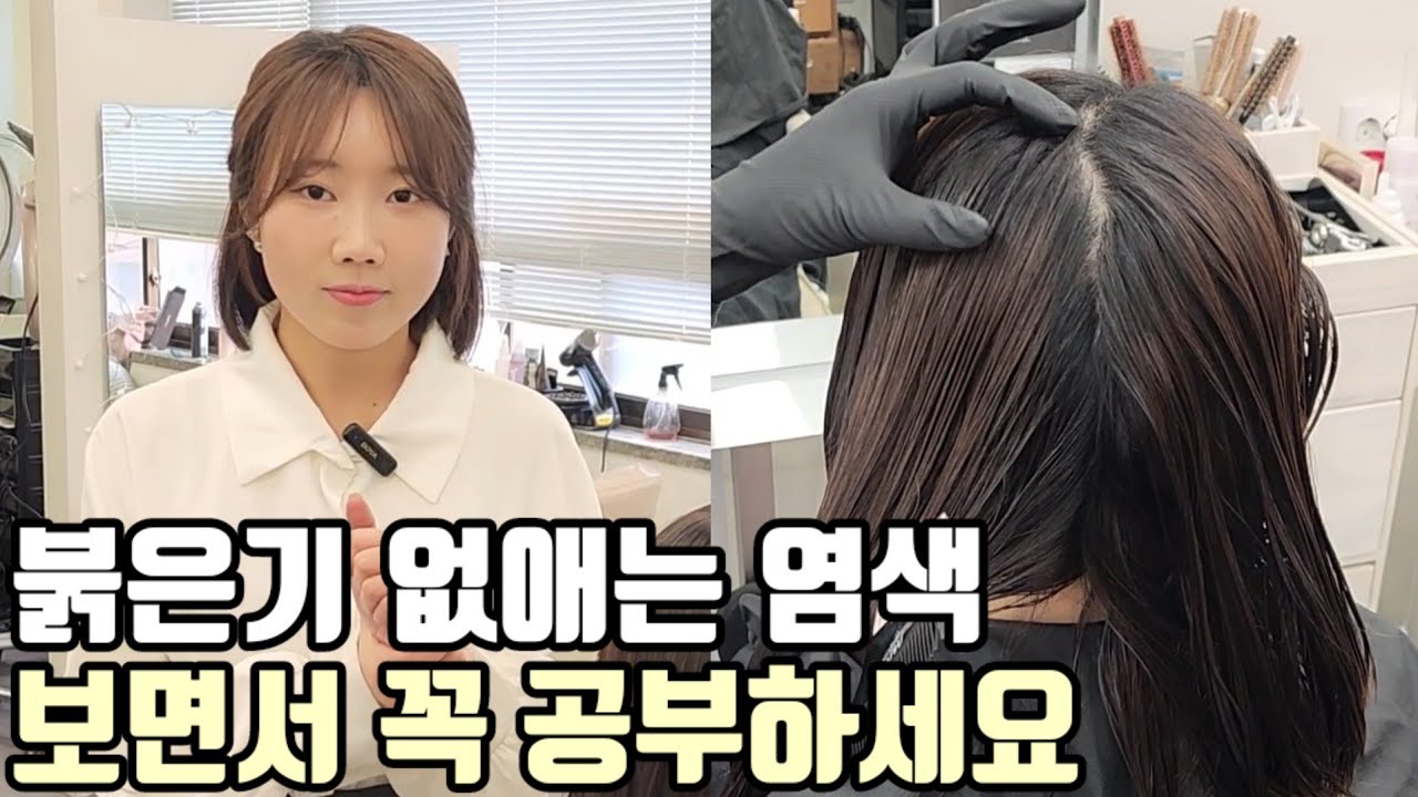 염색강사님이 직접 알려주는 탈색안하고 붉은기 없애는 염색 하는법(탈색없이 애쉬브라운)