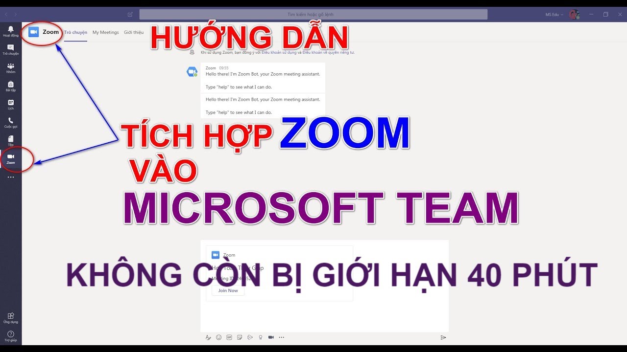 Hướng dẫn dạy học online, trực tuyến bằng Microsoft Team:Tích hợp phần mềm Zoom miễn  phí |Thầy Giáp