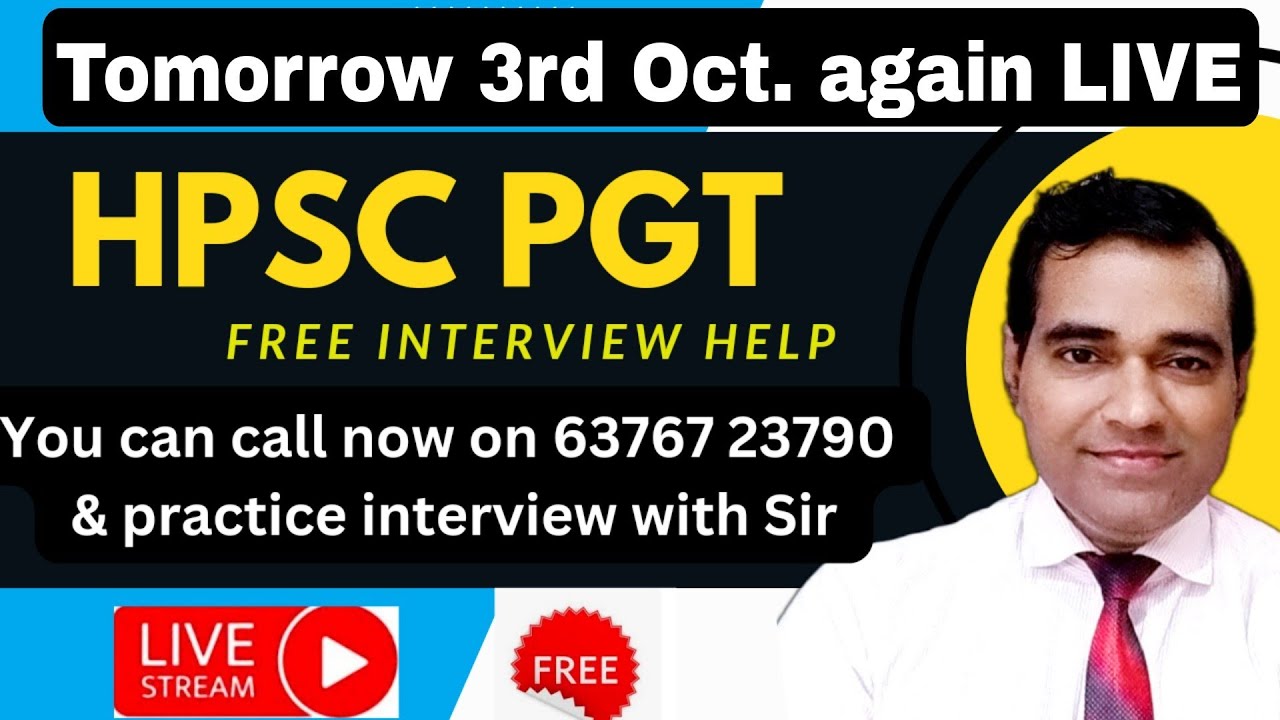 HPSC PGT Interview FREE Practice | Assistant professor interview | Teacher Interview | PD Classes