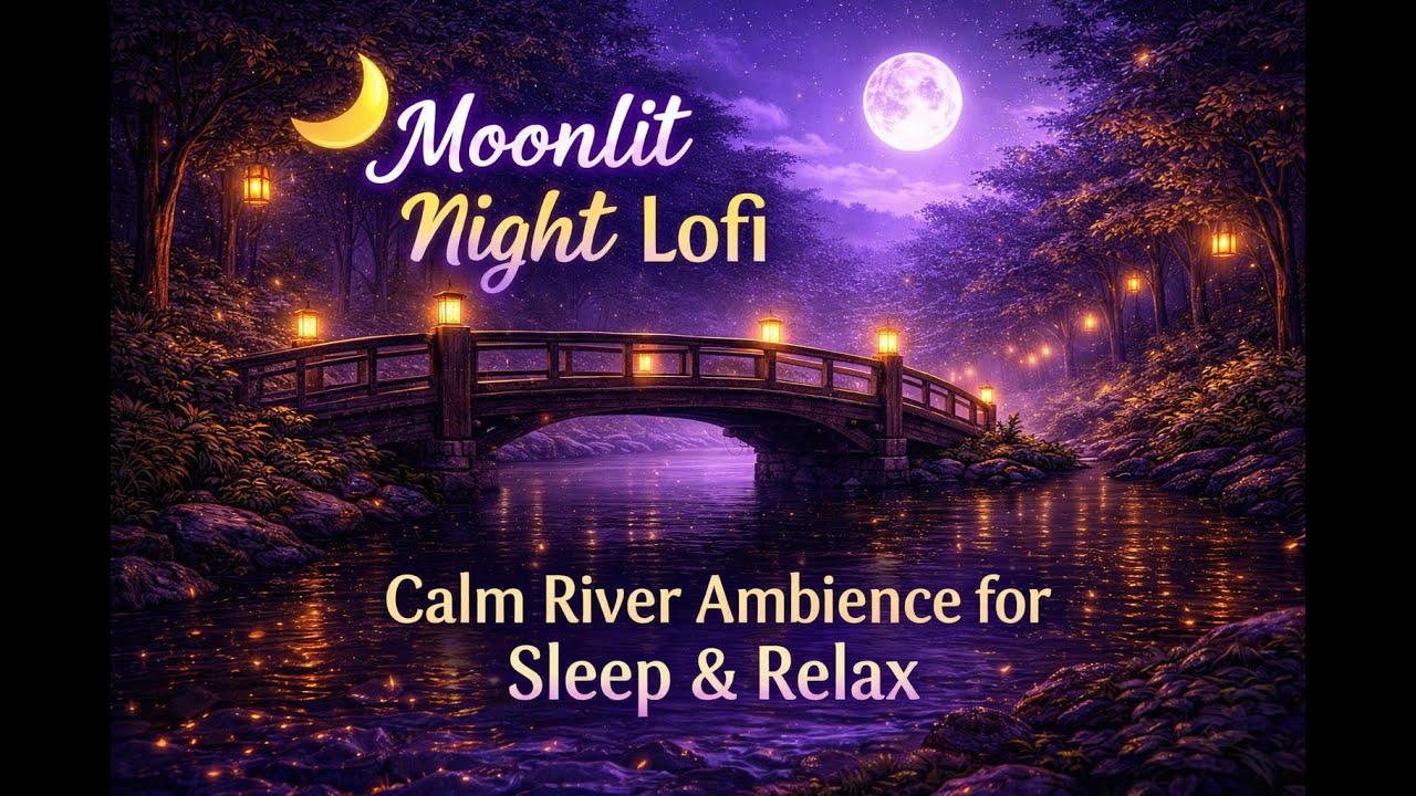 🌙 Moonlit Night Lofi | Calm River Ambience for Sleep, Relax & Deep Focus (1 Hour)