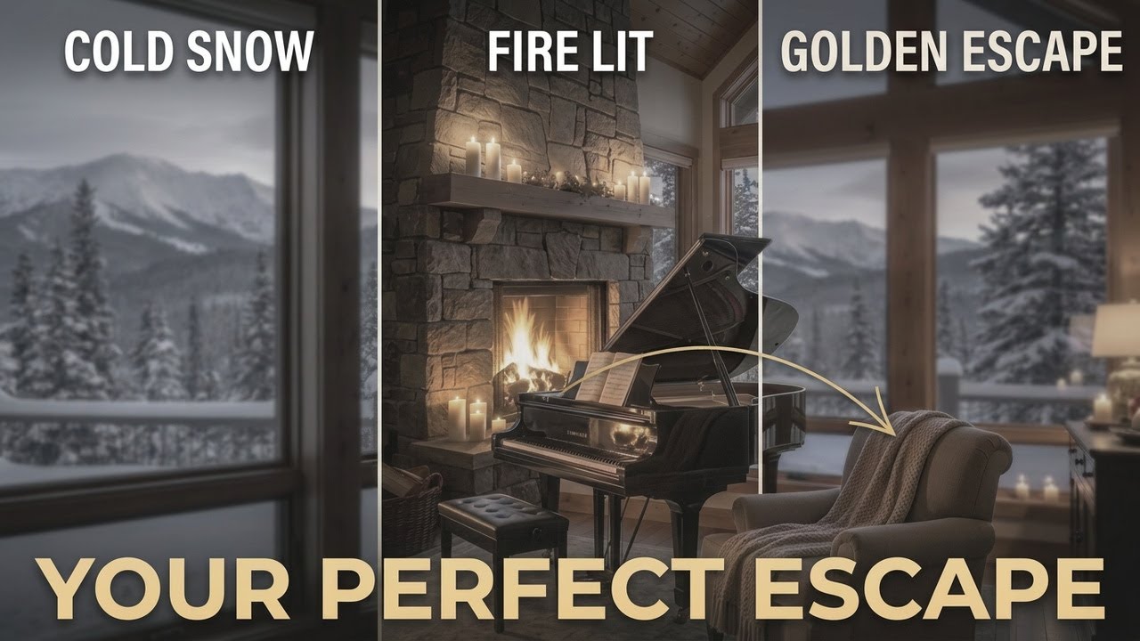 Luxury Fireplace with Soft Piano | Golden Epoch (1 Hour) #relaxingpiano #studymusic #fireplacemusic