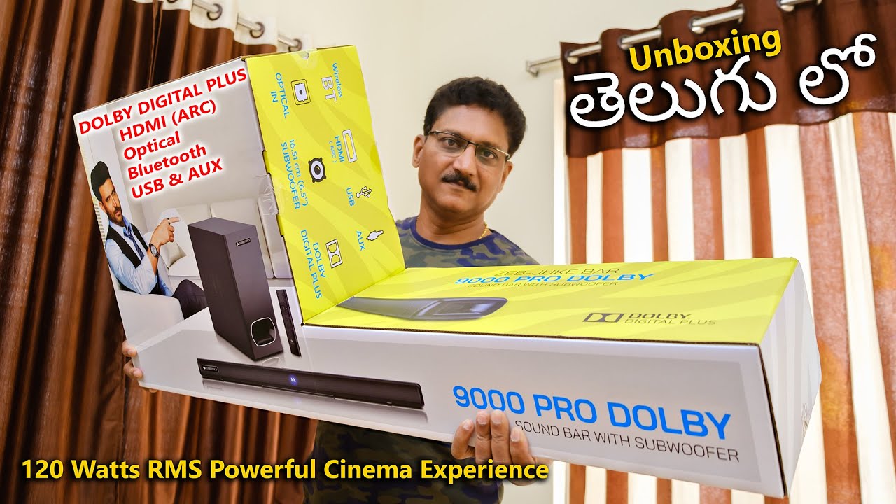Dolby Digital Plus Powerful 120 Watts RMS Soundbar Unboxing & Review in Telugu..🔥🔥