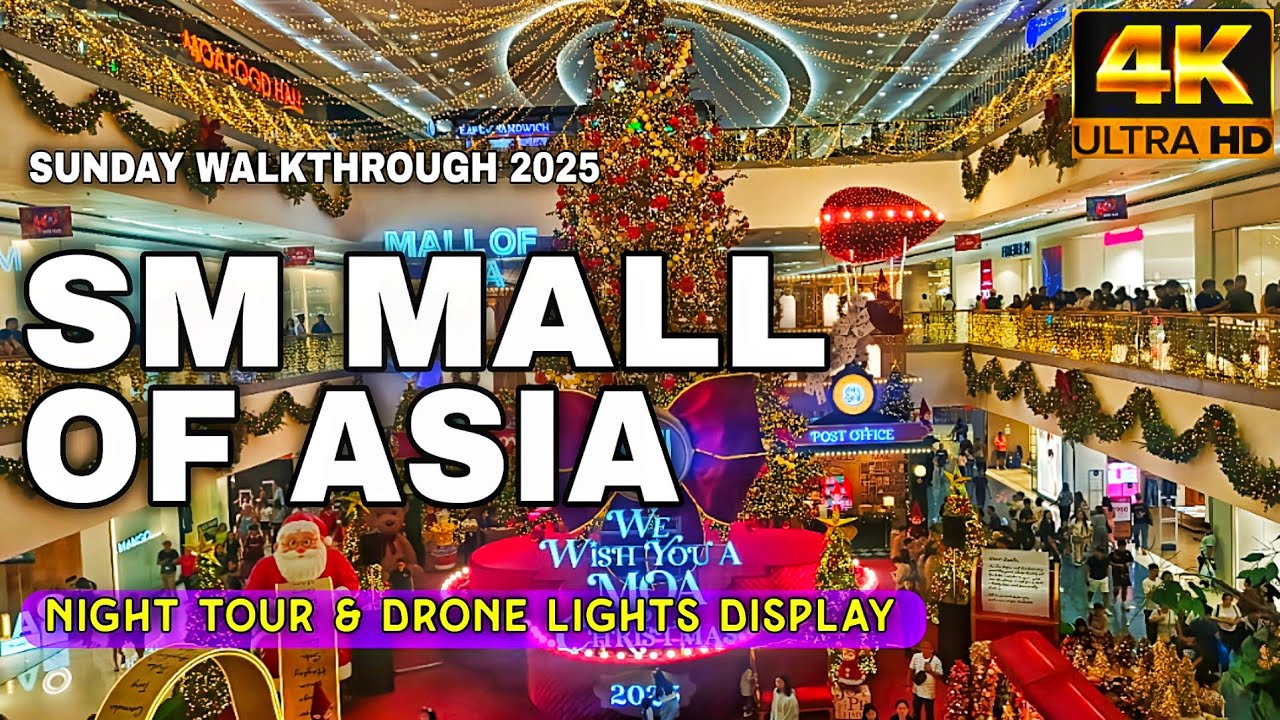 [4K] Mall Of Asia & SM By the Bay Christmas Walkthrough 2025 | Stunning Lights + MOA Sky Drone Show!