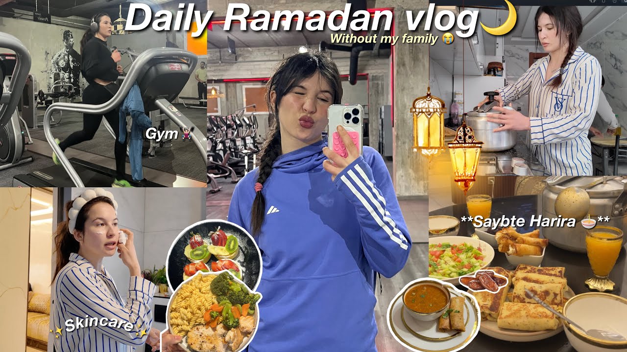 Daily ramdan vlog🌙| يوميات رمضانية (gym🏋🏻‍♀️,skincare✨,cooking👩🏻‍🍳)