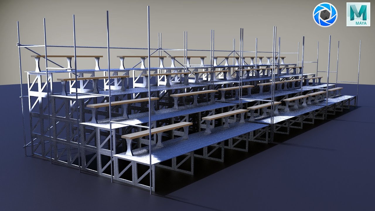 Maya 2017 tutorial : How to model Bleachers