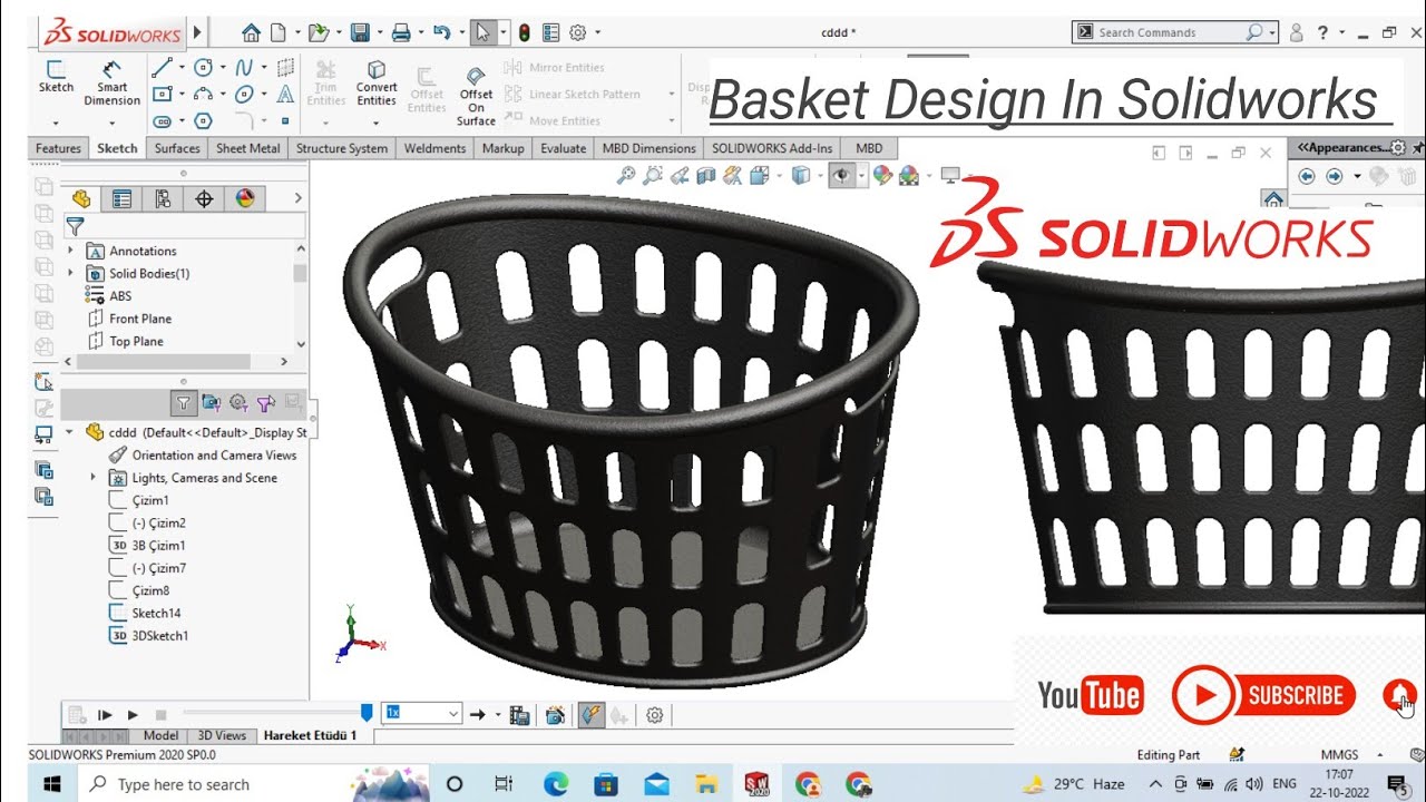 Solidworks Tutorials| Basket Design In Solidwork | #solidworks | #autocad | @CAD CAM TUTORIAL