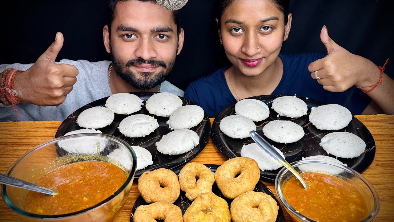 EATING IDLI SAMBHAR,MENDU VADA SAMBHAR,COCONUT FRIED CHUTNEY MUKBANG|SOUTH INDIAN FOOD VIDEOS|FOOD