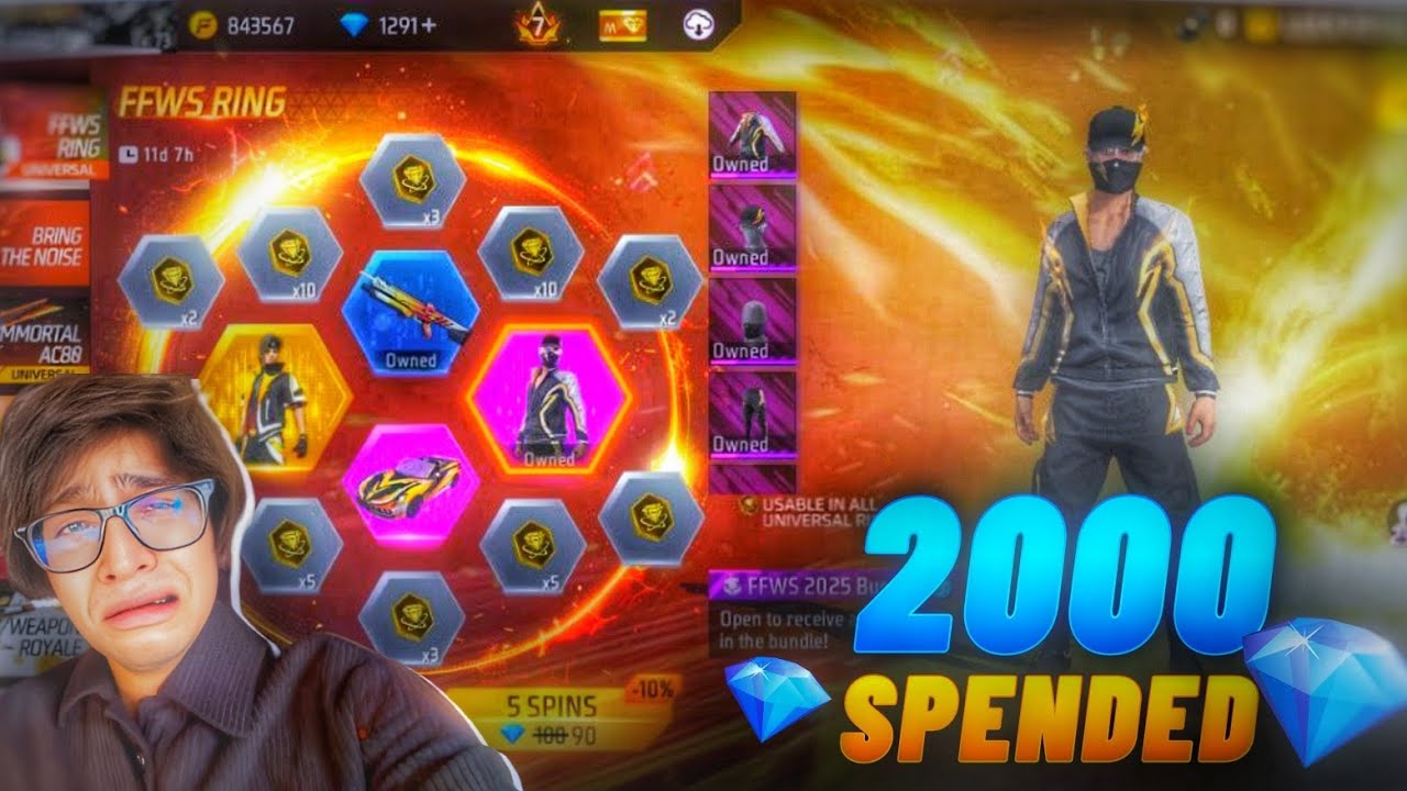 😭2000 dimond..! Spin to clime all bundle FFWS ring event | FREE FIRE MAX 