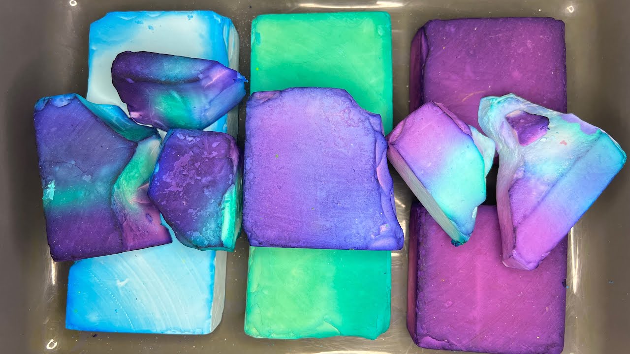 ASMR // 🟪🟦🟩 DYED GYM CHALK BLOCKS 🟪🟦🟩 // SATISFYING VIDEOS // SLEEP AID