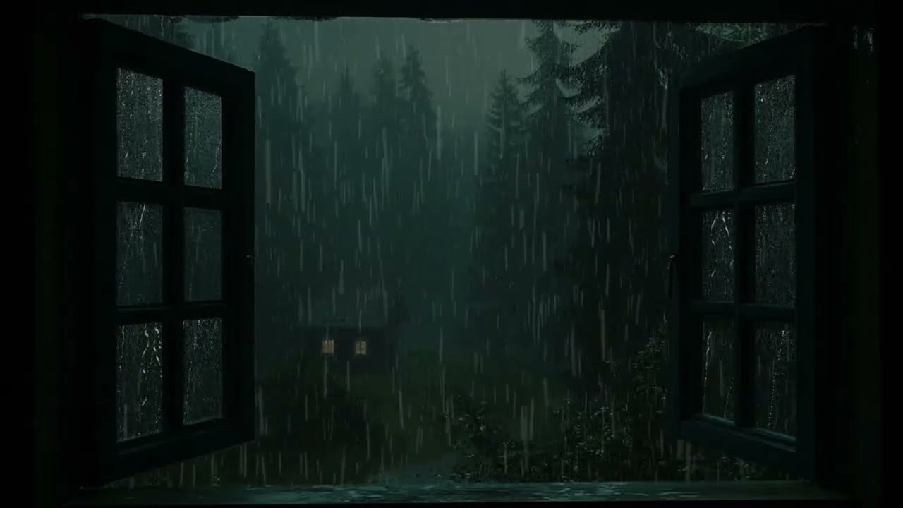 Rain Sounds for Sleep - Open Window Rain Sounds - Heavy Rain Sounds - 1 hour