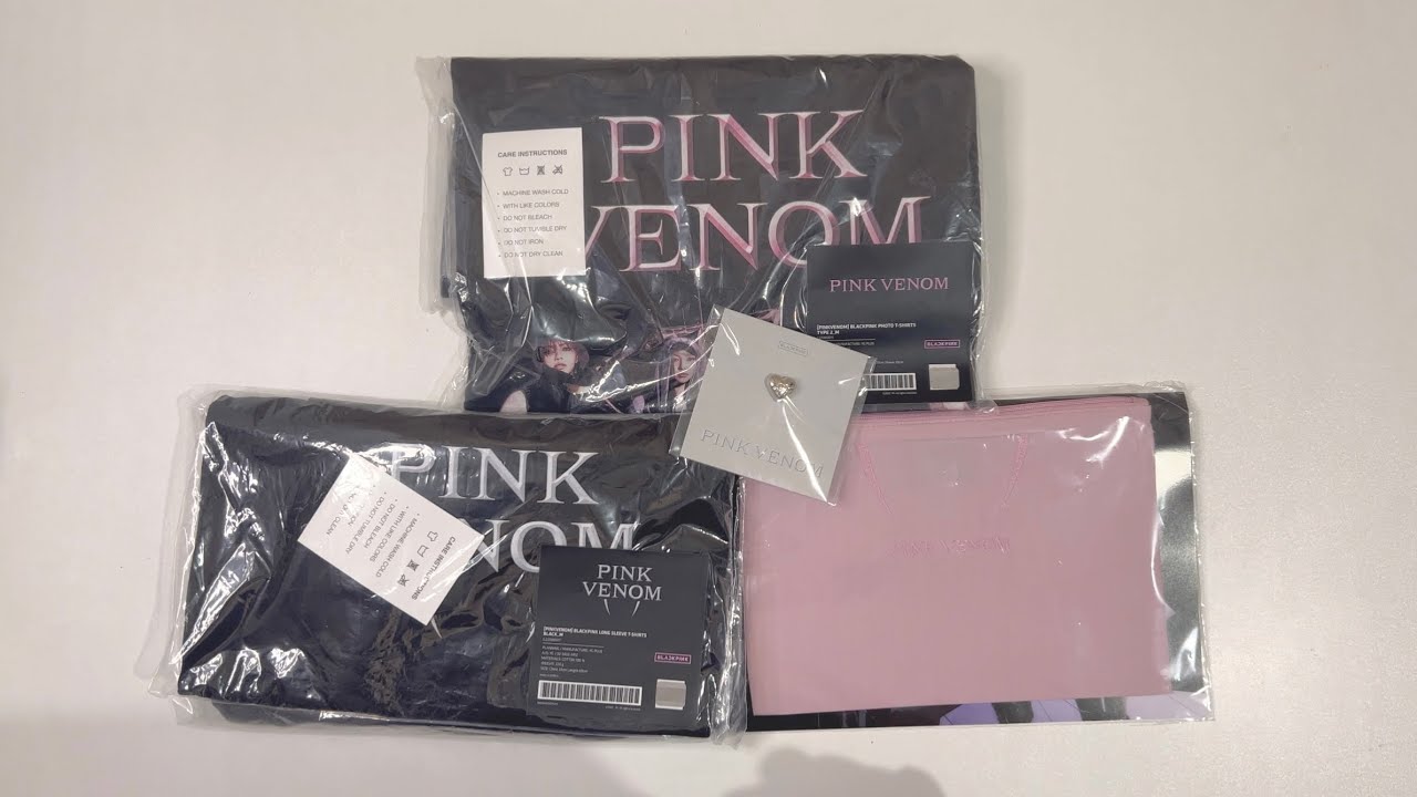 ⤷ unboxing blackpink pink venom merch ˚ ◌༘♡