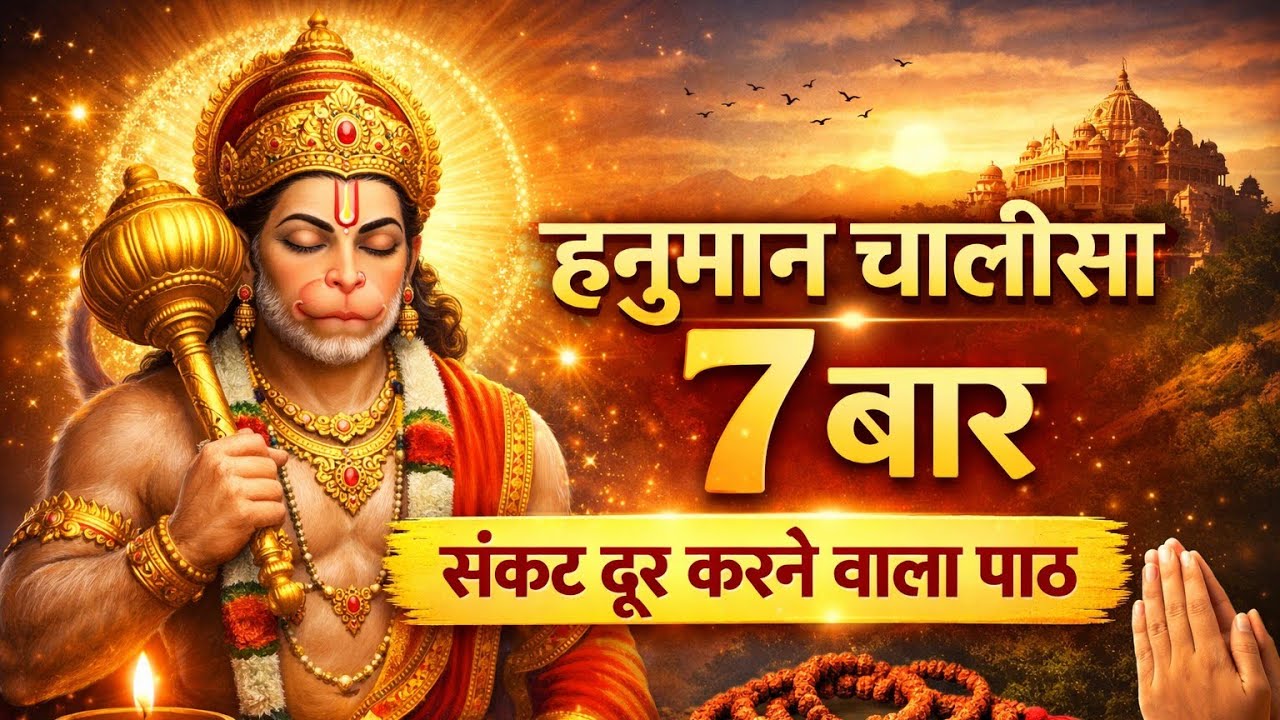 हनुमान चालीसा 7 बार 🙏  | संकट दूर करने वाला पाठ | Hanuman Chalisa 7 Time Daily Naam Jap 