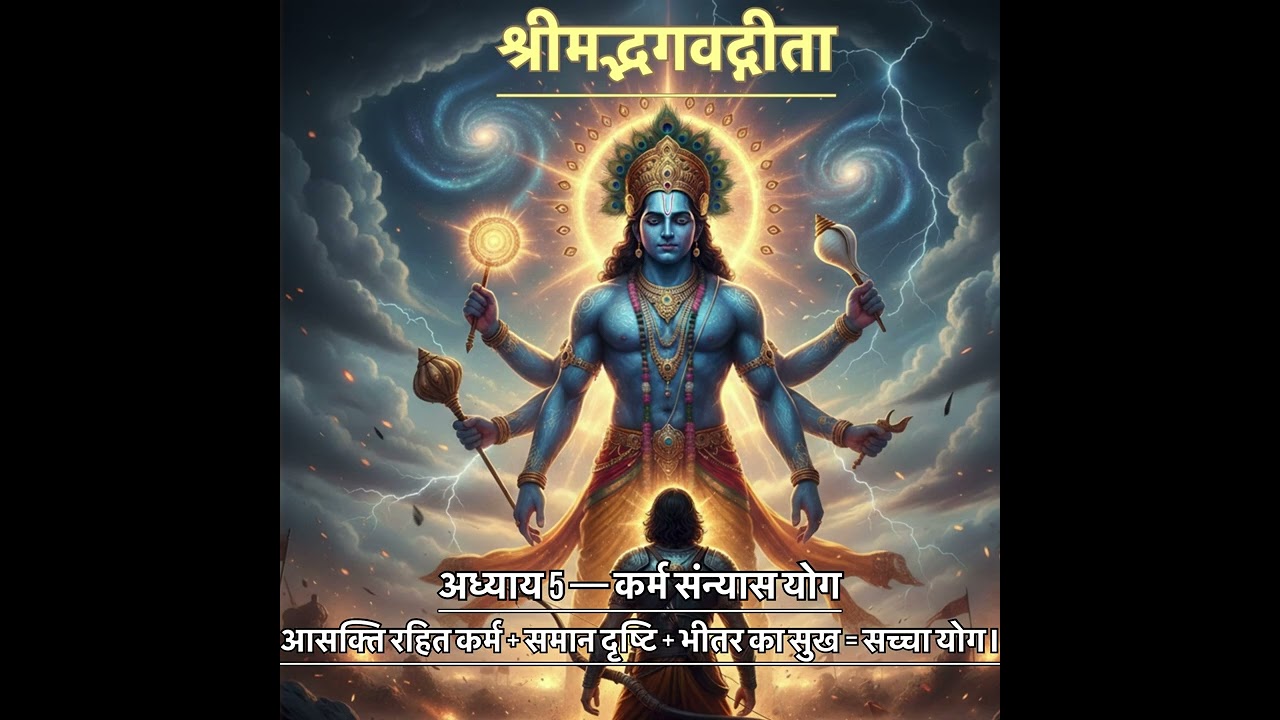 गीता अध्याय 5 हिंदी में 🙏 | कर्म संन्यास योग पूरा अध्याय | शांति और मुक्ति का मार्ग | भगवद गीता