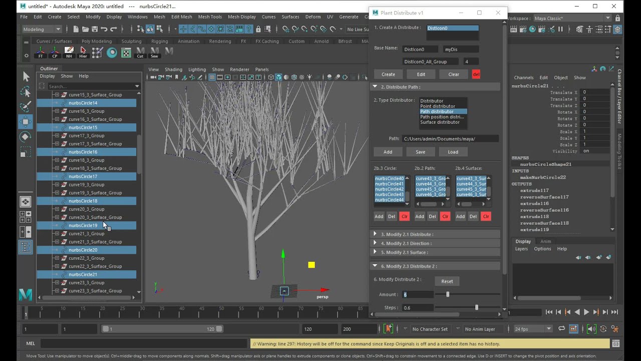 MAYA MEL Tree Distribute Test5
