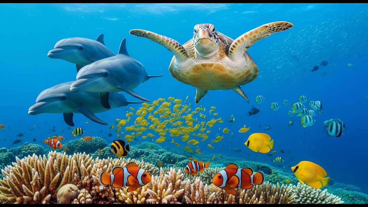 Ocean Wildlife 4K 🌊| Nature Animals Under The Ocean | Deep Sea Relaxation with Ambient Ocean Sounds