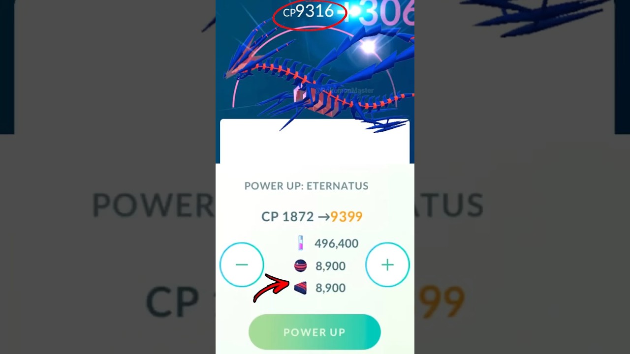 LeveL 50 ETERNATUS (most Expensive)Power up in Pokemon GO.