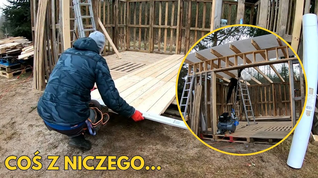 Buduję narzędziownie. Tani garaż, szopka z palet drewnianych cz. 2