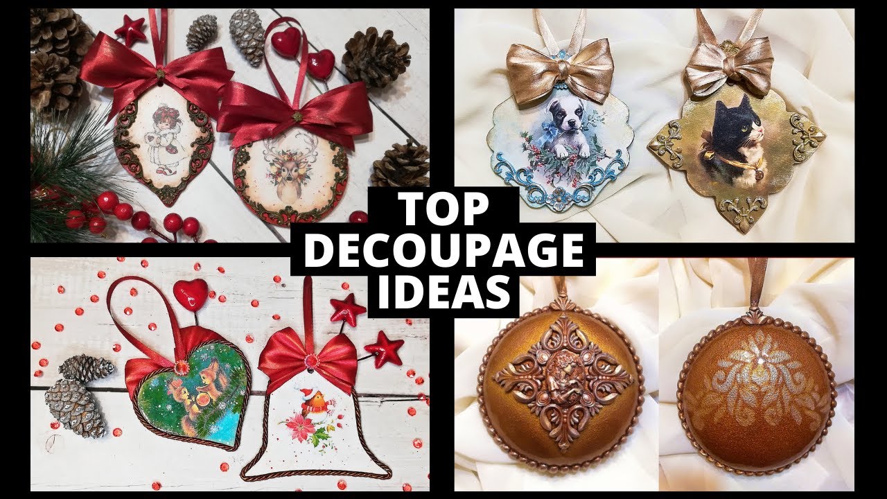 Top decoupage ideas for Christmas ornaments DIY / Christmas decoupage tutorial