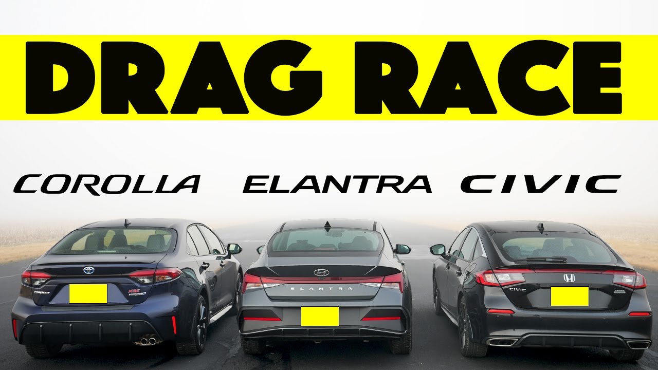 2024 Hyundai Elantra vs Honda Civic vs Toyota Corolla, Drag and Roll Race.  Unexpected!