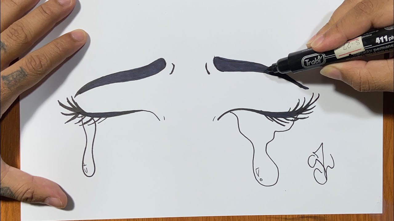 COMO FAZER DESENHO TUMBLR SUPER FÁCIL - OLHOS COM LÁGRIMAS