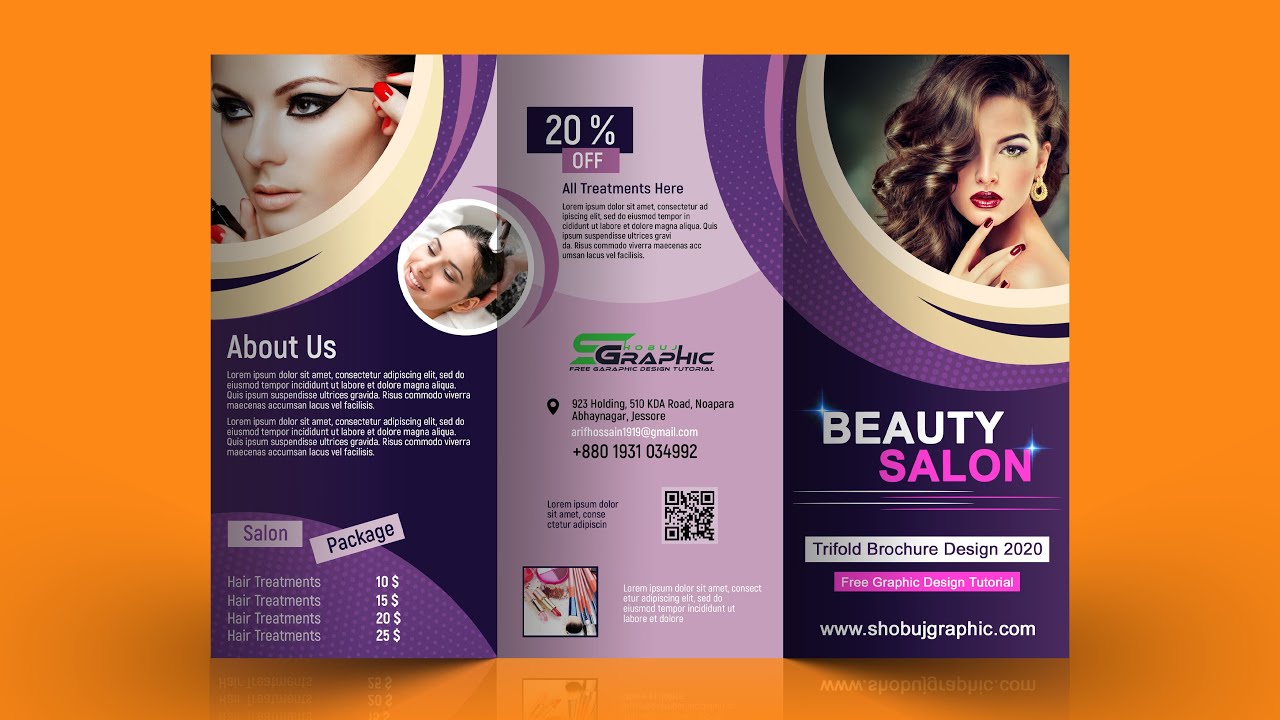 Beauty Salon Trifold Brochure Design in Photoshop
