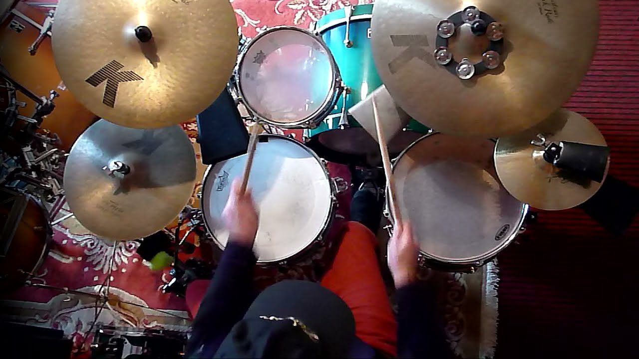 Orchestrating RLRLRRL RLRLRLL on the drum set with left foot clave in 7/8 (or 2 bars of 7/16)