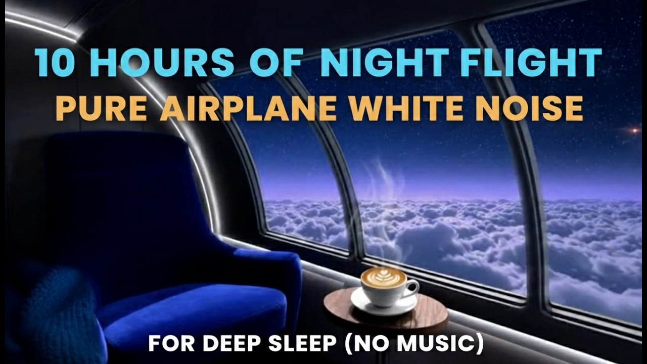 10 Hours of Night Flight POV | Deep Airplane White Noise for Sleep (No Music)