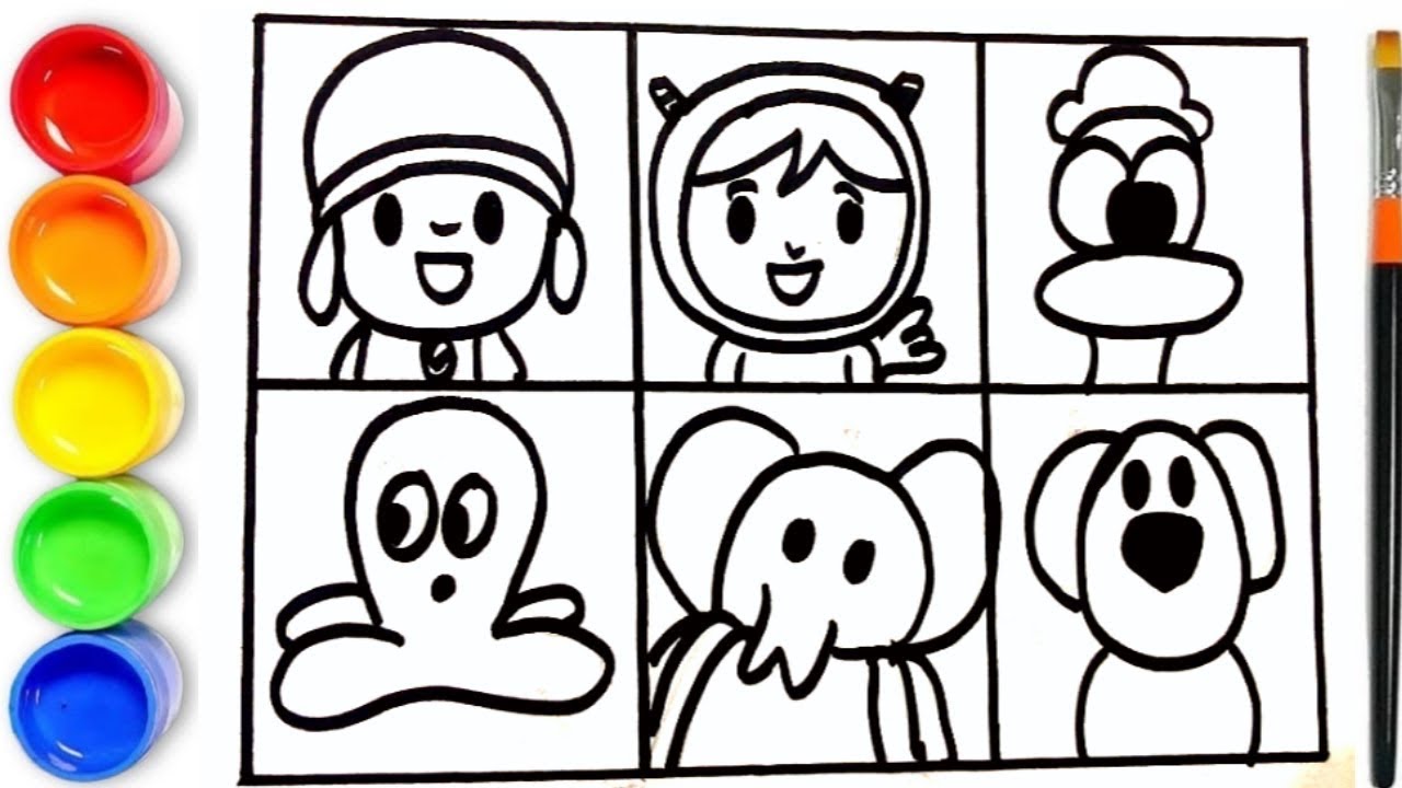 Рисование, раскрашивание и раскрашивание POCOYO для детей и малышей_ Простое искусство