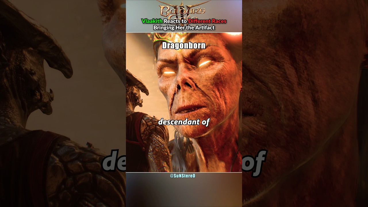 Vlaakith's unique reactions to different races bringing her the artefact - Baldur's Gate 3