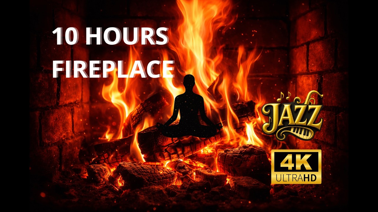 Relaxing Fireplace & Jazz - 4K UHD - Cheminée & JAZZ