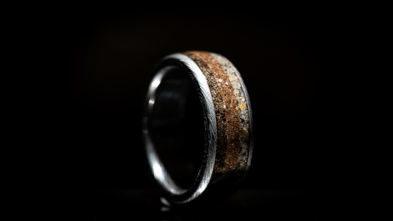 Making a Damascus Steel and Sand Wedding Ring