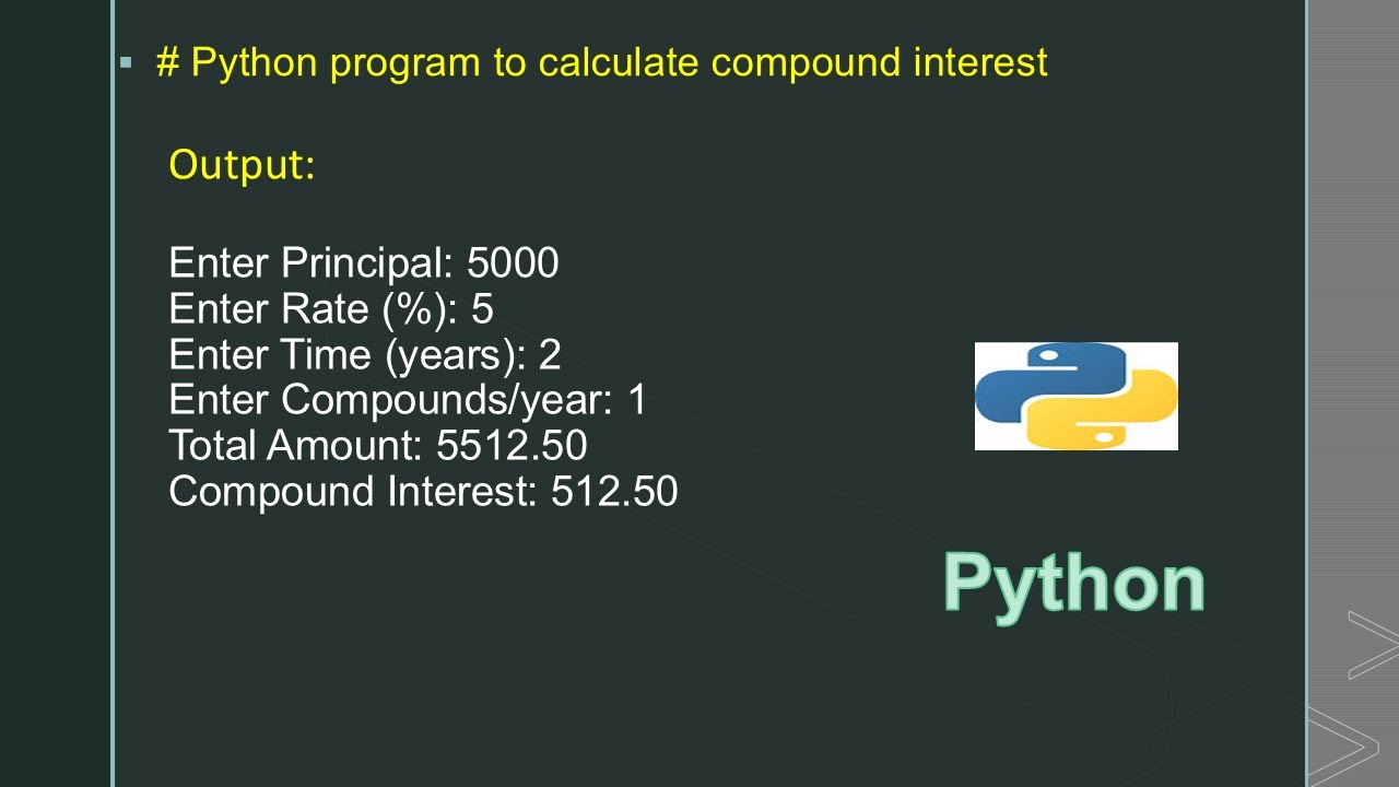 # Python program to calculate compound interest