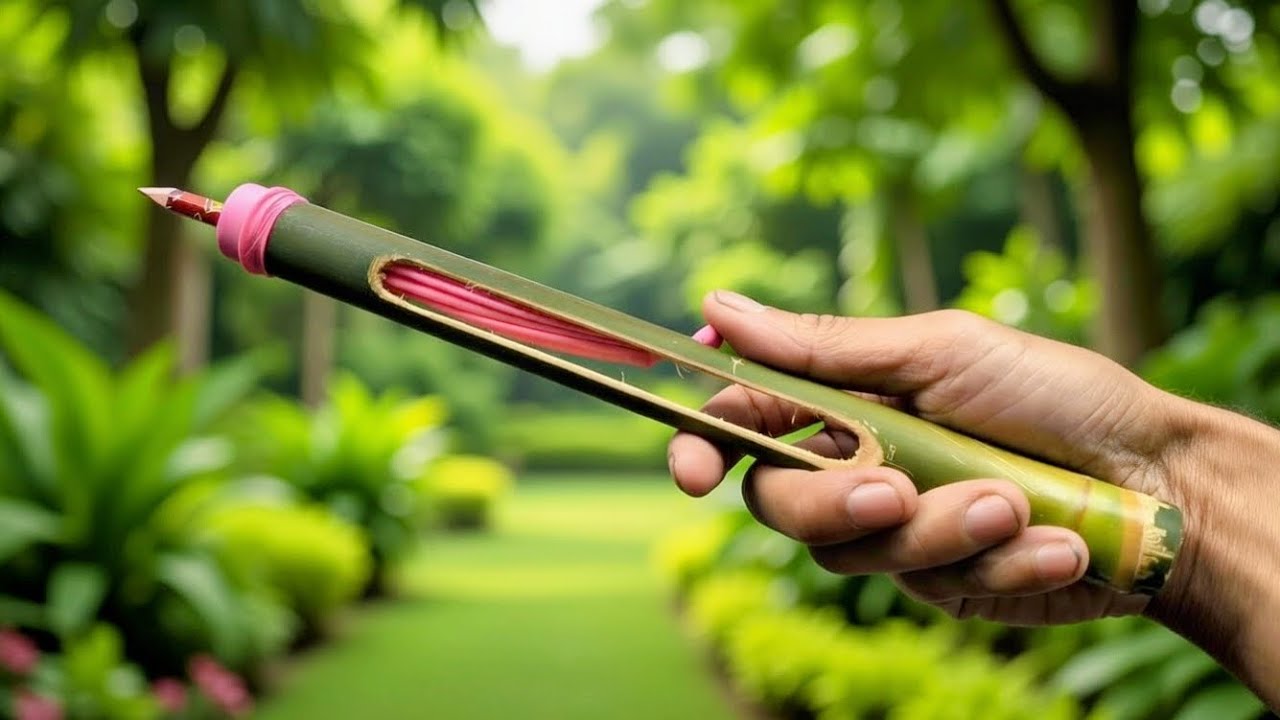How to make bamboo slingshots with pencil #bambooart 