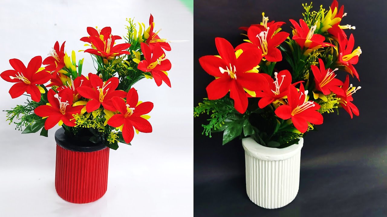DIY flower vase || handmade flower vase || raj easy craft  || modern design flower vase