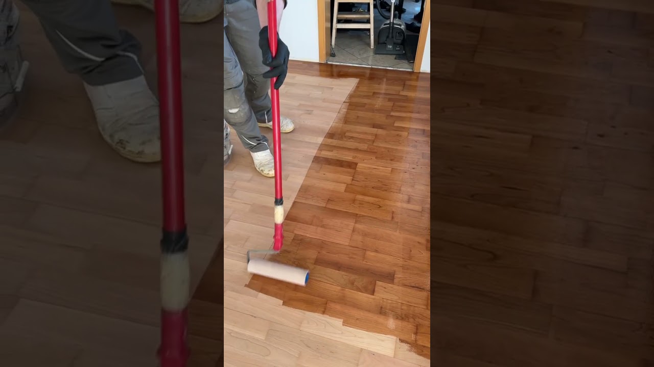 Holzboden Waxen / Parkett wachsen / Holzparkett Kirsche 2 K wachsen / Parkett polieren / Holz &ouml;len