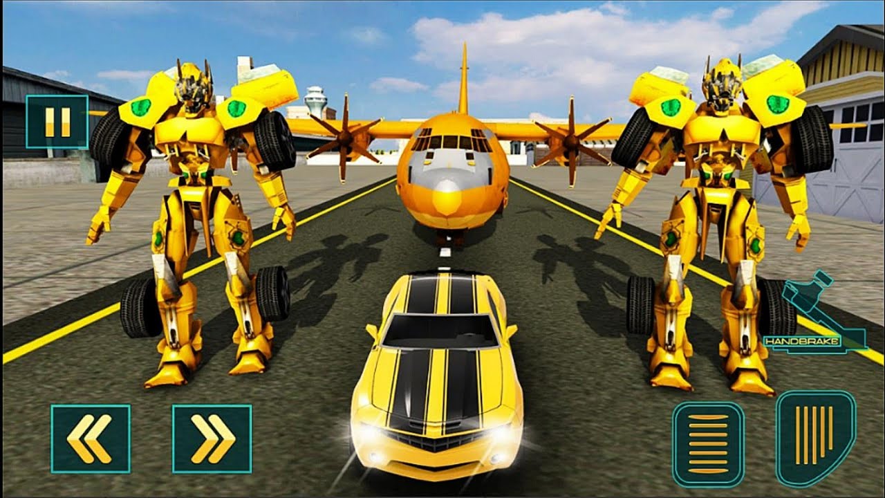 US Police Car Robot Transform: Robot Airplane Transportation Game - Android Gameplay
