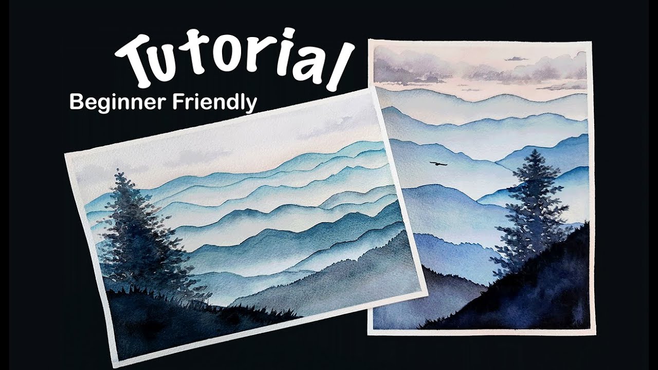Misty Mountain Watercolor Tutorial | Step by Step How to Paint Blue Ridge Mountains for Beginners