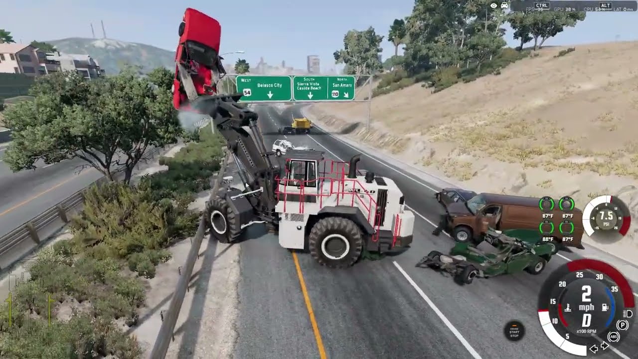 DESTROYING AI Cars with My Heavy Duty Construction Vehicles In BEAMNG!!