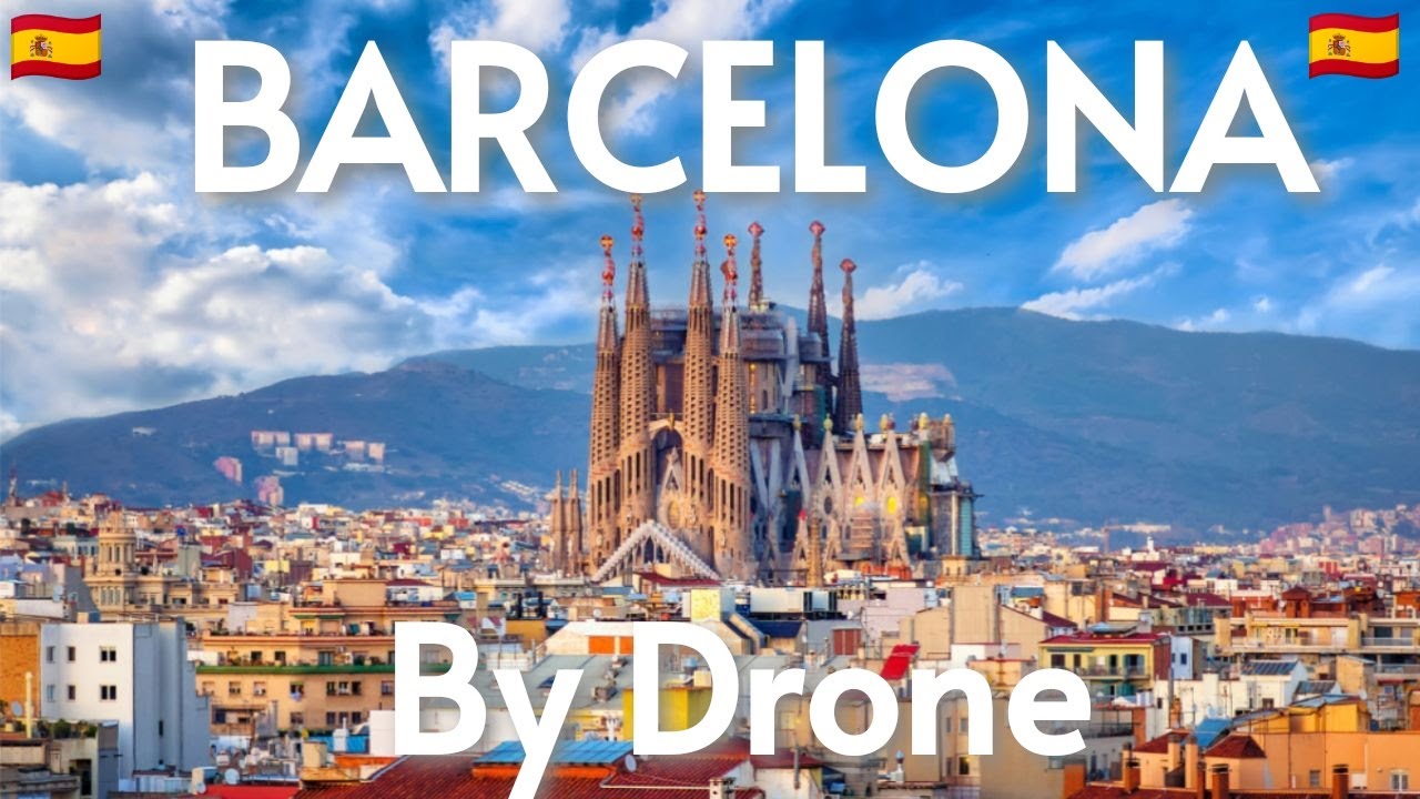Barcelona Spain by Drone. Eye in the sky. 4K Ultra HD